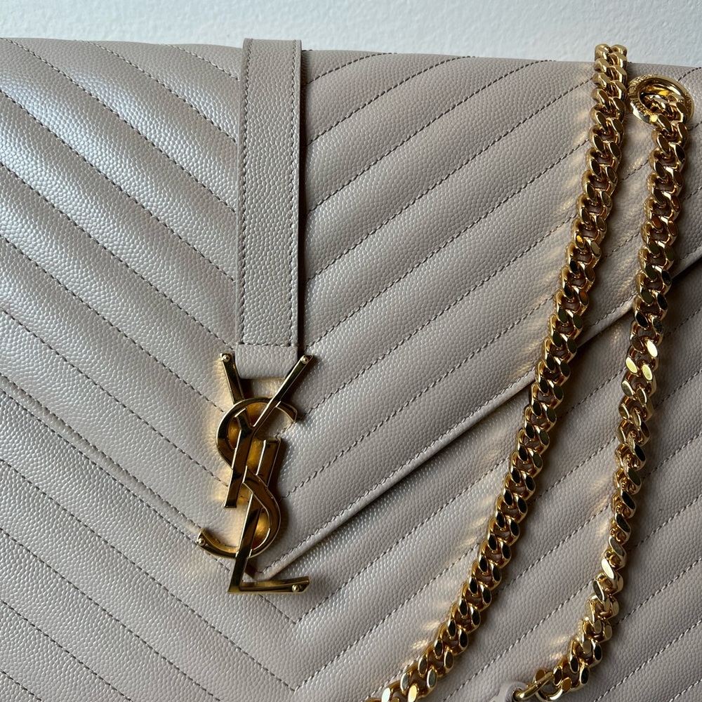 YSL Monogram Envelope Satchel Matelasse Chevron - Picture 2 of 7